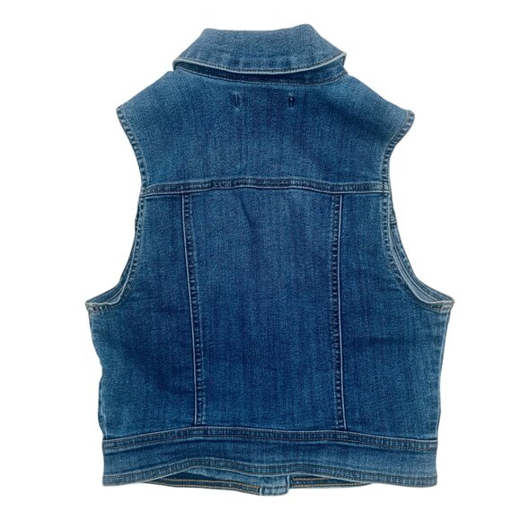 cropped sleeveless denim vest  women size med BEAUTIFUL - Picture 3 of 15